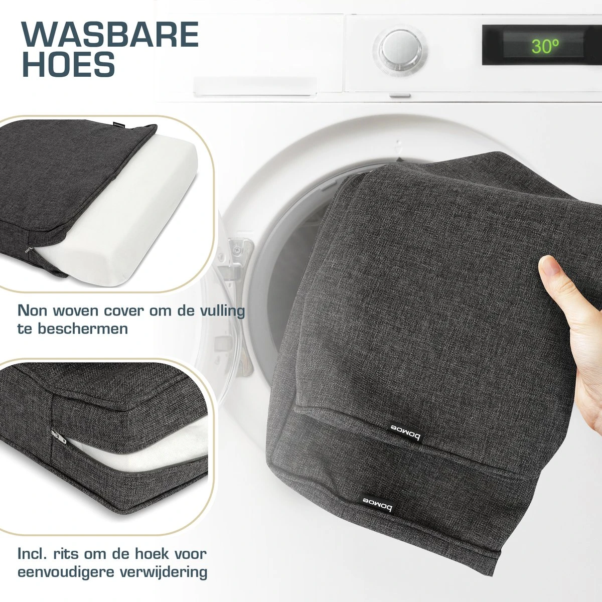 Bomoe Ilano - Coussin De Dossier Lounge Plein Air 50x40cm - Coussin De Jardin épaisseur 10cm, Lavable & Protection UV - Anthracite 2 Bomoe Ilano - Coussin De Dossier Lounge Plein Air 50x40cm - Coussin De Jardin épaisseur 10cm, Lavable & Protection UV - Anthracite – Image 2