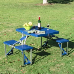 Outsunny Table De Camping En Aluminium Banc De Pique-nique Groupe De Sièges Ensemble De Camping 4 Places Pliable Bleu 01-0009 -Jardin Meubles Magasin 1200x1200 198