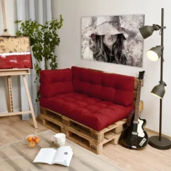 Beautissu Style - Set De Coussins Palette - 1x Coussin D'Assise 120x80 Cm & 2x Coussin De Dossier 60x40 Cm - Rouge -Jardin Meubles Magasin 1200x1200 2041
