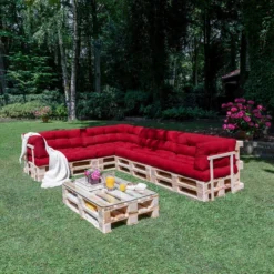 Beautissu Style - Set De Coussins Palette - 1x Coussin D'Assise 120x80 Cm & 2x Coussin De Dossier 60x40 Cm - Rouge -Jardin Meubles Magasin 1200x1200 2042