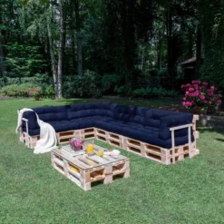 Beautissu Style - Set De Coussins Palette - 1x Coussin D'Assise 120x80 Cm & 1x Coussin De Dossier 120x40 Cm - Blauw Foncé -Jardin Meubles Magasin 1200x1200 2045