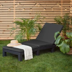 Gardenista Coussin De Rechange Pour Chaise Longue De Jardin Allibert Keter Daytona En Rotin Inclinable Coussin De Mobilier D'extérieur Résistant à L'eau Et Léger En Fibre Rembourrée Hypoallergénique, Zwart -Jardin Meubles Magasin 1200x1200 2093