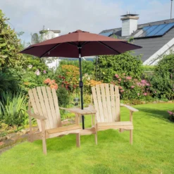 Banc De Jardin Outsunny Avec Table Et Support De Parasol, Mobilier D'extérieur, Bois Massif, Café 84B-396 -Jardin Meubles Magasin 1200x1200 210