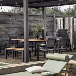 NATERIAL - Banc ORIS - Banc De Jardin 2 Places - Banc De Balcon - 129,5x45x43 Cm - Aluminium - Eucalyptus FSC - Banc En Bois - Mobilier De Balcon -Jardin Meubles Magasin 1200x1200 2245