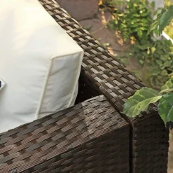 Your Home - Set De Canapé Lounge Avec Table - Salon De Jardin 5 Pièces - Avec Plateau En Verre - Avec Coussins - Canapé De Jardin - Brun-beige -Jardin Meubles Magasin 1200x1200 2250