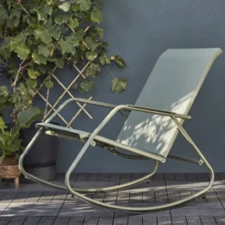 NATERIAL- Chaise à Bascule LYCO - Chaise à Bascule - Avec Kussen - Acier - Kaki - Chaise à Bascule -Jardin Meubles Magasin 1200x1200 2259