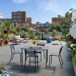 GENERIC - Table De Jardin Rectangulaire CAFE - 4 à 6 Personnes - L. 120 X L. 70 X H. 73,5 Cm - Plateau Aluminium - Piètement Acier - Blue Neptune - Table De Terrasse - Table à Manger -Jardin Meubles Magasin 1200x1200 2275