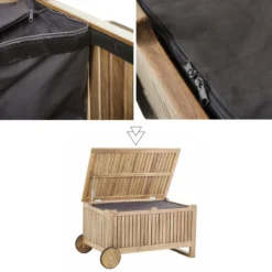 NATERIAL - Coffre De Jardin SOLIS - Coffre De Rangement Extérieur - Coffre à Coussins - Coffre Sur Roulettes - Avec Poignées - Acacia FSC - Marron - 118 L - 85x52x48 Cm - Coffre De Jardin -Jardin Meubles Magasin 1200x1200 2332