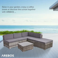 AREBOS Salon De Jardin - Salon De Jardin Salon De Jardin - Salon De Jardin Balcon - Salon De Jardin - 5 Personnes - Grijs -Jardin Meubles Magasin 1200x1200 2342