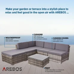 AREBOS Salon De Jardin - Salon De Jardin Salon De Jardin - Salon De Jardin Balcon - Salon De Jardin - 5 Personnes - Grijs -Jardin Meubles Magasin 1200x1200 2346
