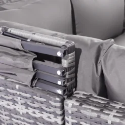 Ensemble De Meubles De Jardin En Rotin 5 Pièces - Ensemble De Salon De Terrasse Avec Auvent - Coussins Lavables Tissés Résistants Aux Intempéries Tissé Gris + Coussins Gris -Jardin Meubles Magasin 1200x1200 2359