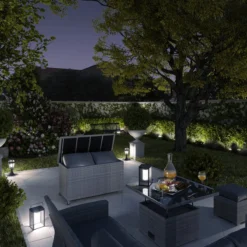 NATERIAL - Boîte De Jardin DAVOS - Boîte De Rangement Extérieur - Boîte à Coussin Poly Rotin - 420 L - Poignées - Boîte à Roulettes - Plastique Rotin - Aluminium -Jardin Meubles Magasin 1200x1200 2378