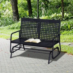 Banc De Balançoire Nancy's Carson - Balançoire De Jardin - Banc De Jardin - Poly Rotin - 2 Places - Zwart - 120 X 76 X 90 Cm -Jardin Meubles Magasin 1200x1200 238