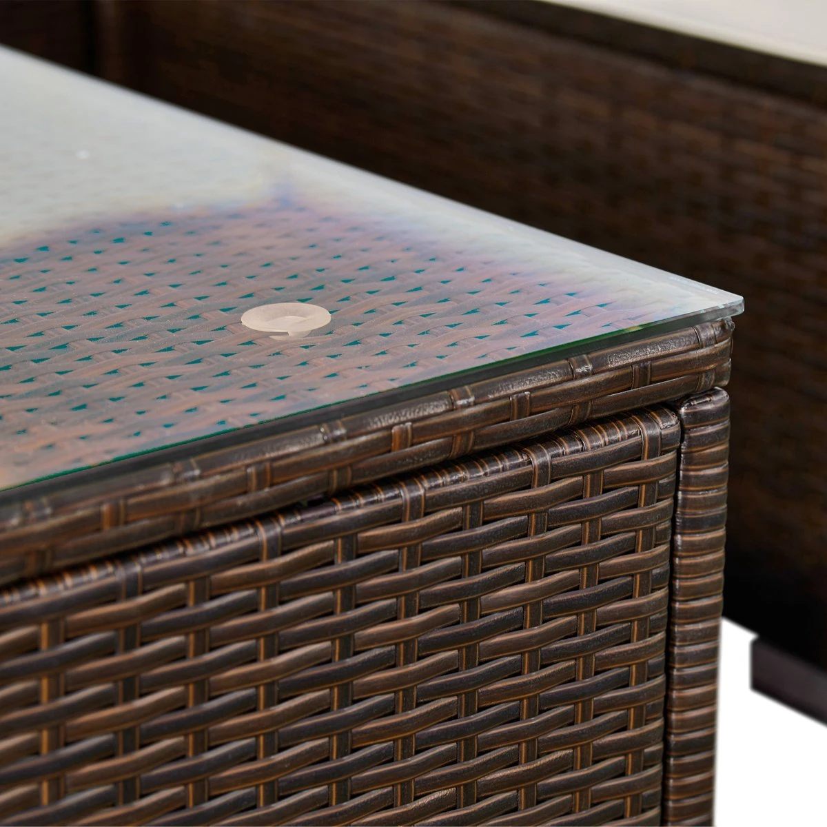 Teamson Home - Grand Ensemble De Salon D'angle 7 Pièces - Mobilier De Jardin De Jardin - Canapé De Jardin - Table Et Coussins Inclus - Rotin - Marron / Wit 7 Teamson Home - Grand Ensemble De Salon D'angle 7 Pièces - Mobilier De Jardin De Jardin - Canapé De Jardin - Table Et Coussins Inclus - Rotin - Marron / Wit – Image 7