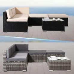 AREBOS "Barcelona" Polyrattan Mobilier De Jardin Salon De Jardin Salon De Jardin Salon Grijs -Jardin Meubles Magasin 1200x1200 2401