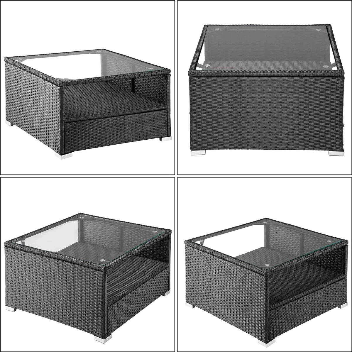 Casaria Polyrattan Lounge Set XXL Coussins Table Glas Mobilier De Jardin Zwart Anthracite 3 Casaria Polyrattan Lounge Set XXL Coussins Table Glas Mobilier De Jardin Zwart Anthracite – Image 3