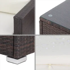 Casaria Polyrattan Lounge Set Coussins XL Table Plateau En Verre Mobilier De Jardin Marron Crème -Jardin Meubles Magasin 1200x1200 2419