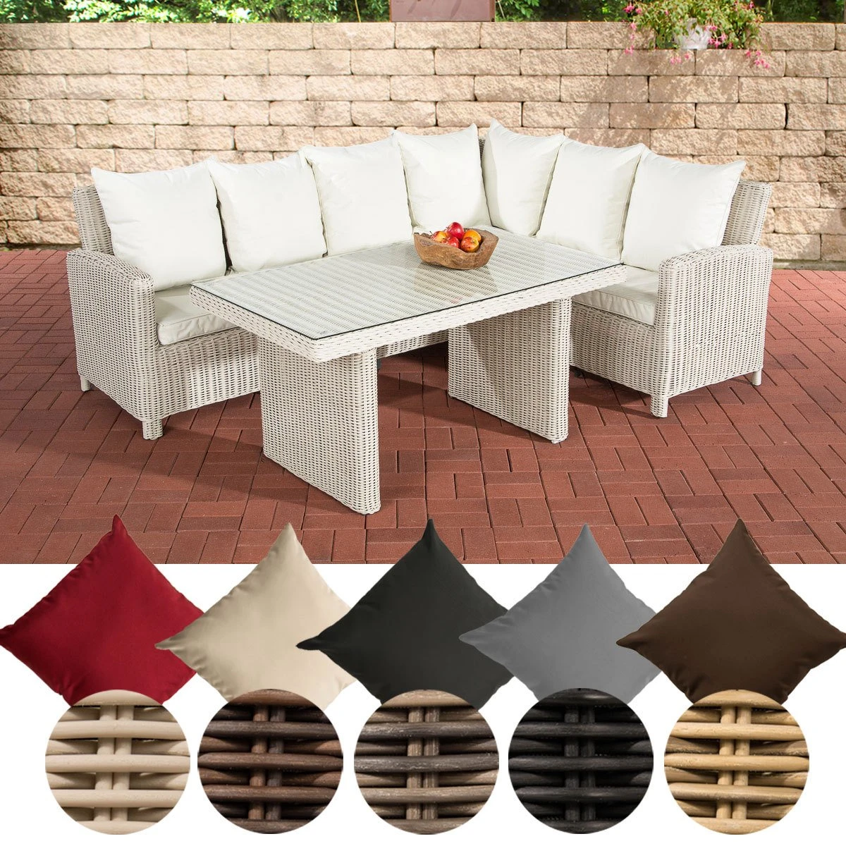 Clp Minari Lounge Ensemble De Salle à Manger - Poly Rotin 5 Mm - Rotin Rond 5 Mm: Gris Chiné Housse: Blanc Crème 11 Clp Minari Lounge Ensemble De Salle à Manger - Poly Rotin 5 Mm - Rotin Rond 5 Mm: Gris Chiné Housse: Blanc Crème – Image 11