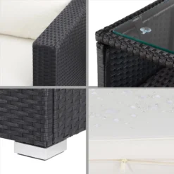Casaria Poly Rotin Salon De Jardin Coussins XL Table Plateau En Verre Mobilier De Jardin Zwart Crème -Jardin Meubles Magasin 1200x1200 2428