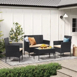 Hoppa! Meubles De Jardin Poly Rotin Meubles De Balcon Ensemble De Salon De Groupe De Sièges - Avec Canapé 2 Places. Quelques Chaises. Table Et Coussin D'assise Anthracite 9 Hoppa! Meubles De Jardin Poly Rotin Meubles De Balcon Ensemble De Salon De Groupe De Sièges - Avec Canapé 2 Places. Quelques Chaises. Table Et Coussin D'assise Anthracite -Jardin Meubles Magasin 1200x1200 2434