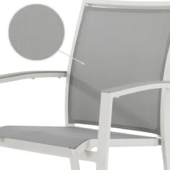 NATERIAL - Set De 6 Chaises De Jardin LAS VEGAS Avec Accoudoirs - 6 Chaises De Jardin - Empilables - Chaises De Terrasse - Chaises De Salle à Manger - Aluminium - Textilène - Grijs - Wit 10 NATERIAL - Set De 6 Chaises De Jardin LAS VEGAS Avec Accoudoirs - 6 Chaises De Jardin - Empilables - Chaises De Terrasse - Chaises De Salle à Manger - Aluminium - Textilène - Grijs - Wit -Jardin Meubles Magasin 1200x1200 2458