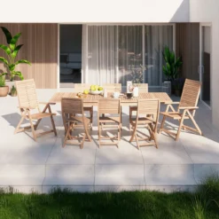 NATERIAL - Set De 2 Chaises De Jardin SOLARIS Avec Accoudoirs - Pliable - Chaises Pliantes - 2 X Chaises De Jardin Dossier Haut Avec Dossier Réglable 5 Positions - Acacia - Beige -Jardin Meubles Magasin 1200x1200 2464