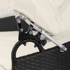 Deuba Polyrattan Solar Island Ø185cm Coussins Zwart Crème Pare-Soleil Pliable WPC -Jardin Meubles Magasin 1200x1200 2491