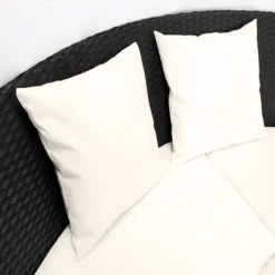 Deuba Polyrattan Solar Island Ø185cm Coussins Zwart Crème Pare-Soleil Pliable WPC -Jardin Meubles Magasin 1200x1200 2492