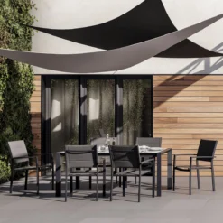 Set - Lot De 6 Chaises De Jardin ORION BETA II Avec Accoudoirs - 6 Fauteuils De Jardin - Empilables - Chaises De Terrasse - Chaises De Chaises De Salle à Manger - Aluminium - Textilène - Anthracite -Jardin Meubles Magasin 1200x1200 2509