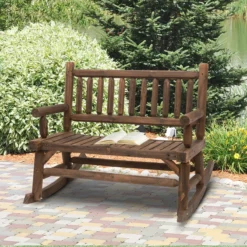 Outsunny Chaise à Bascule Avec Accoudoirs Chaise De Jardin Chaise à Bascule Bois Massif Brun Foncé 84A-133 -Jardin Meubles Magasin 1200x1200 251