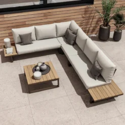 GENERIQUE - Salon De Jardin SAN DIEGO - 5 Personnes - Salon De Jardin - Aluminium - Moka - Eucalyptus -Jardin Meubles Magasin 1200x1200 2522