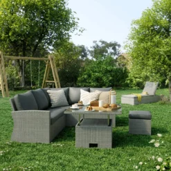 NATERIAL - Salon De Jardin DAVOS - 6 Personnes - Aluminium - Rotin Plastique - Grijs - Salon De Jardin - Salon De Jardin - Polyrotin -Jardin Meubles Magasin 1200x1200 2524