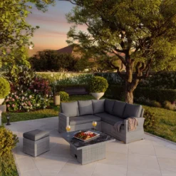 NATERIAL - Salon De Jardin DAVOS - 6 Personnes - Aluminium - Rotin Plastique - Grijs - Salon De Jardin - Salon De Jardin - Polyrotin -Jardin Meubles Magasin 1200x1200 2527