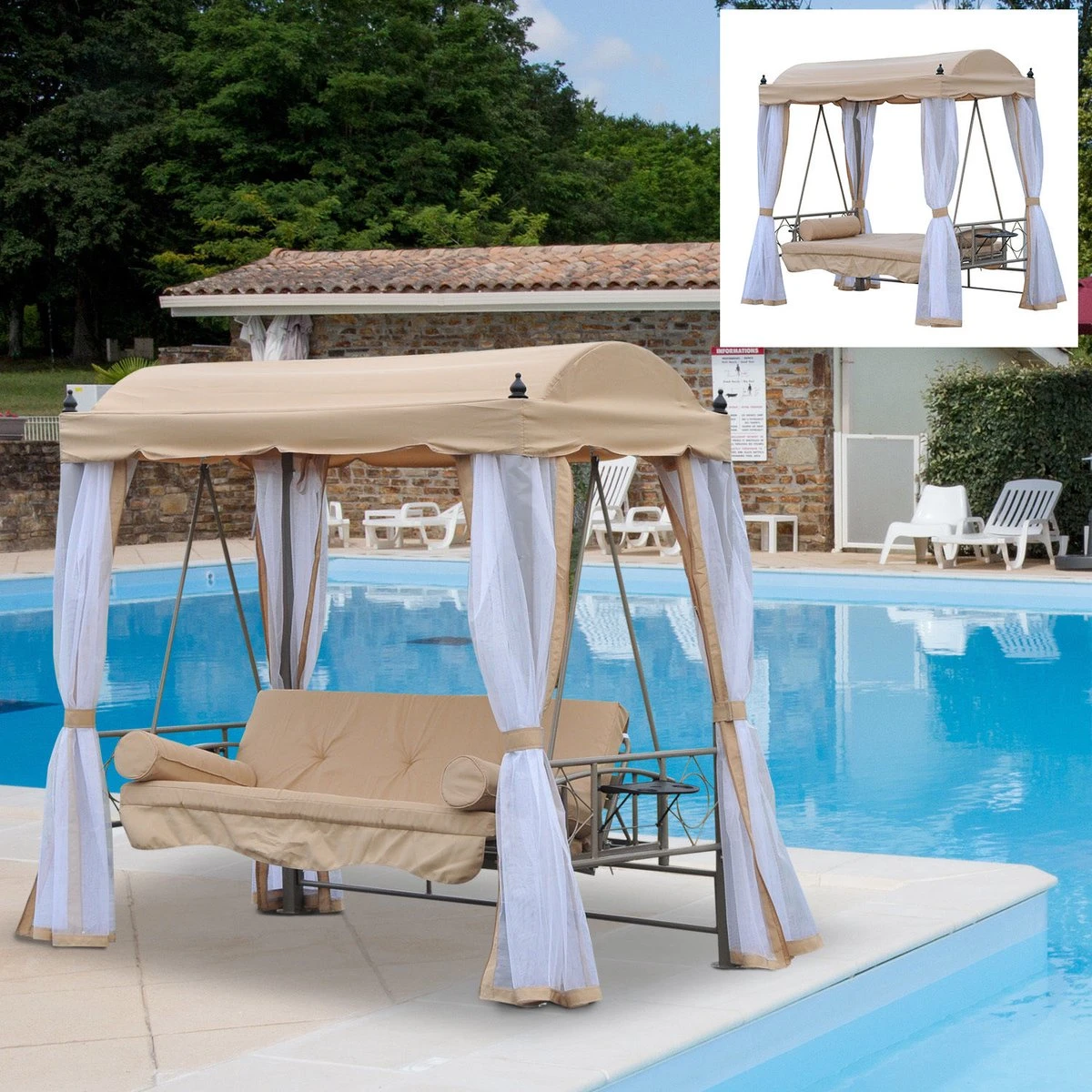 Outsunny Hollywood Swing Balançoire De Jardin Chaise Longue D'extérieur Swing Seat Swing 3 Places 84A-023 3 Outsunny Hollywood Swing Balançoire De Jardin Chaise Longue D'extérieur Swing Seat Swing 3 Places 84A-023 – Image 3