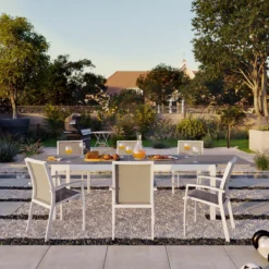 NATERIAL - Table De Jardin Extensible LAS VEGAS - Table Extensible Pour 8 à 12 Personnes - 224/336x100cm - Table à Manger - Aluminium - Gris Clair -Jardin Meubles Magasin 1200x1200 2531