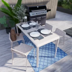 NATERIAL - Table De Balcon Rectangulaire IDAHO - 144 X 70 X 75 Cm - 2 à 4 Personnes - Aluminium - Beige - Table à Manger - Table De Jardin - Table D'appoint -Jardin Meubles Magasin 1200x1200 2538