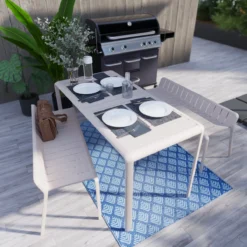 NATERIAL - Table De Balcon Rectangulaire IDAHO - 144 X 70 X 75 Cm - 2 à 4 Personnes - Aluminium - Beige - Table à Manger - Table De Jardin - Table D'appoint -Jardin Meubles Magasin 1200x1200 2539