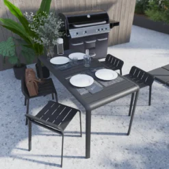 NATERIAL - Table De Balcon Rectangulaire IDAHO - 144 X 70 X 75 Cm - 2 à 4 Personnes - Aluminium - Anthracite - Gris Foncé - Table à Manger - Table De Jardin - Table D'appoint -Jardin Meubles Magasin 1200x1200 2553