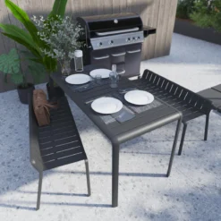 NATERIAL - Table De Balcon Rectangulaire IDAHO - 144 X 70 X 75 Cm - 2 à 4 Personnes - Aluminium - Anthracite - Gris Foncé - Table à Manger - Table De Jardin - Table D'appoint -Jardin Meubles Magasin 1200x1200 2554