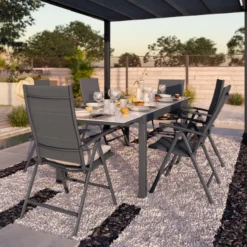 NATERIAL- Salon De Jardin 4 Personnes - Table De Jardin LYRA 130/220x90cm - Table Extensible - 4 Chaises De Jardin - Réglable - Fauteuil Pliant - Chaise à Dossier Haut - Groupe De Sièges -Jardin Meubles Magasin 1200x1200 2569