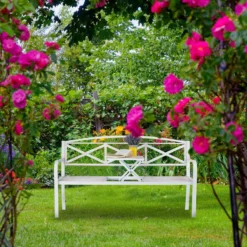 Banc De Jardin Relaxdays Avec Table Pliante - Banc De Balcon 3 Places - Stable - Banc D'extérieur En Métal -Jardin Meubles Magasin 1200x1200 257