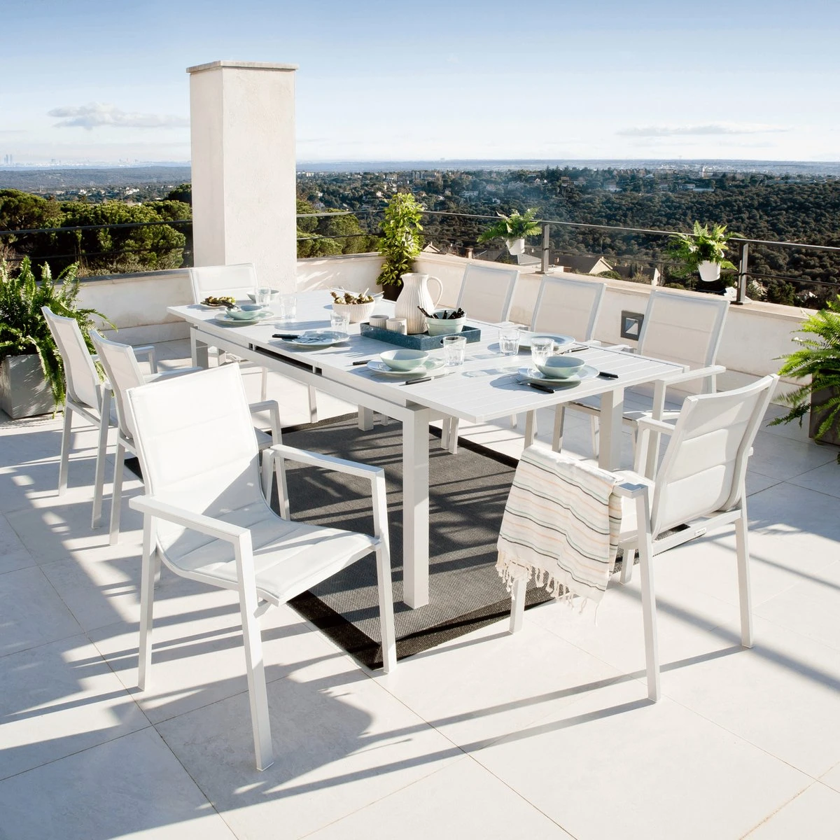 Set - Lot De 6 Chaises De Jardin ORION GAMMA II Avec Accoudoirs - 6 Fauteuils De Jardin - Empilables - Chaises De Terrasse - Chaises De Chaises De Salle à Manger - Aluminium - Textilène - Wit 7 Set - Lot De 6 Chaises De Jardin ORION GAMMA II Avec Accoudoirs - 6 Fauteuils De Jardin - Empilables - Chaises De Terrasse - Chaises De Chaises De Salle à Manger - Aluminium - Textilène - Wit – Image 7