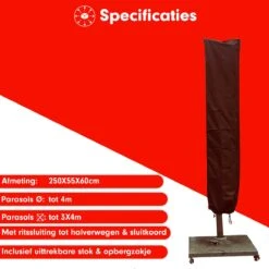 Housse De Parasol étiquette Rouge Pour Parasol Flottant - 250x55x60 Cm. - Avec Fermeture éclair Et Cordon De Serrage Avec Bouchon - Housse De Parasol Noire -Jardin Meubles Magasin 1200x1200 2589