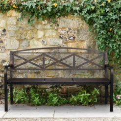 Banc De Jardin Relaxdays Avec Table Pliante - Banc De Balcon 3 Places - Stable - Banc D'extérieur En Métal -Jardin Meubles Magasin 1200x1200 260