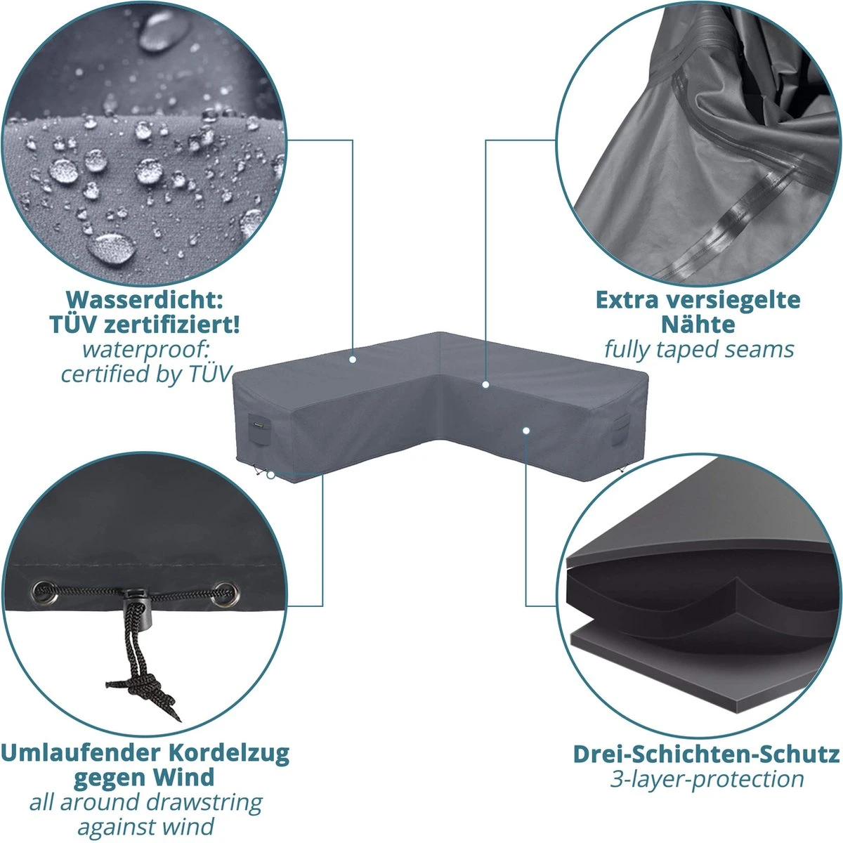 Smarpteas Housse De Salon Pour Mobilier De Jardin En L & Mobilier De Salon - Taille 270x270x90 Cm - Housse De Salon En L - Bâche Pour Salon De Garden En L 2 Smarpteas Housse De Salon Pour Mobilier De Jardin En L & Mobilier De Salon - Taille 270x270x90 Cm - Housse De Salon En L - Bâche Pour Salon De Garden En L – Image 2