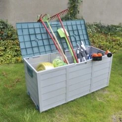 Boîte De Rangement Mobile Teien Jardin 245 Litres - Boîte De Jardin / Boîte De Rangement / Armoire De Jardin / Boîte à Coussins De Jardin - 112x54x50 Cm - Vert Et Blanc -Jardin Meubles Magasin 1200x1200 2684