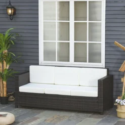 Outsunny Canapé En Poly Avec Coussins Canapé Lounge 3 Places Jardin Métal Polyester Marron 860-095V01-1 -Jardin Meubles Magasin 1200x1200 270