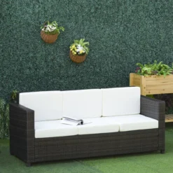 Outsunny Canapé En Poly Avec Coussins Canapé Lounge 3 Places Jardin Métal Polyester Marron 860-095V01-1 -Jardin Meubles Magasin 1200x1200 271