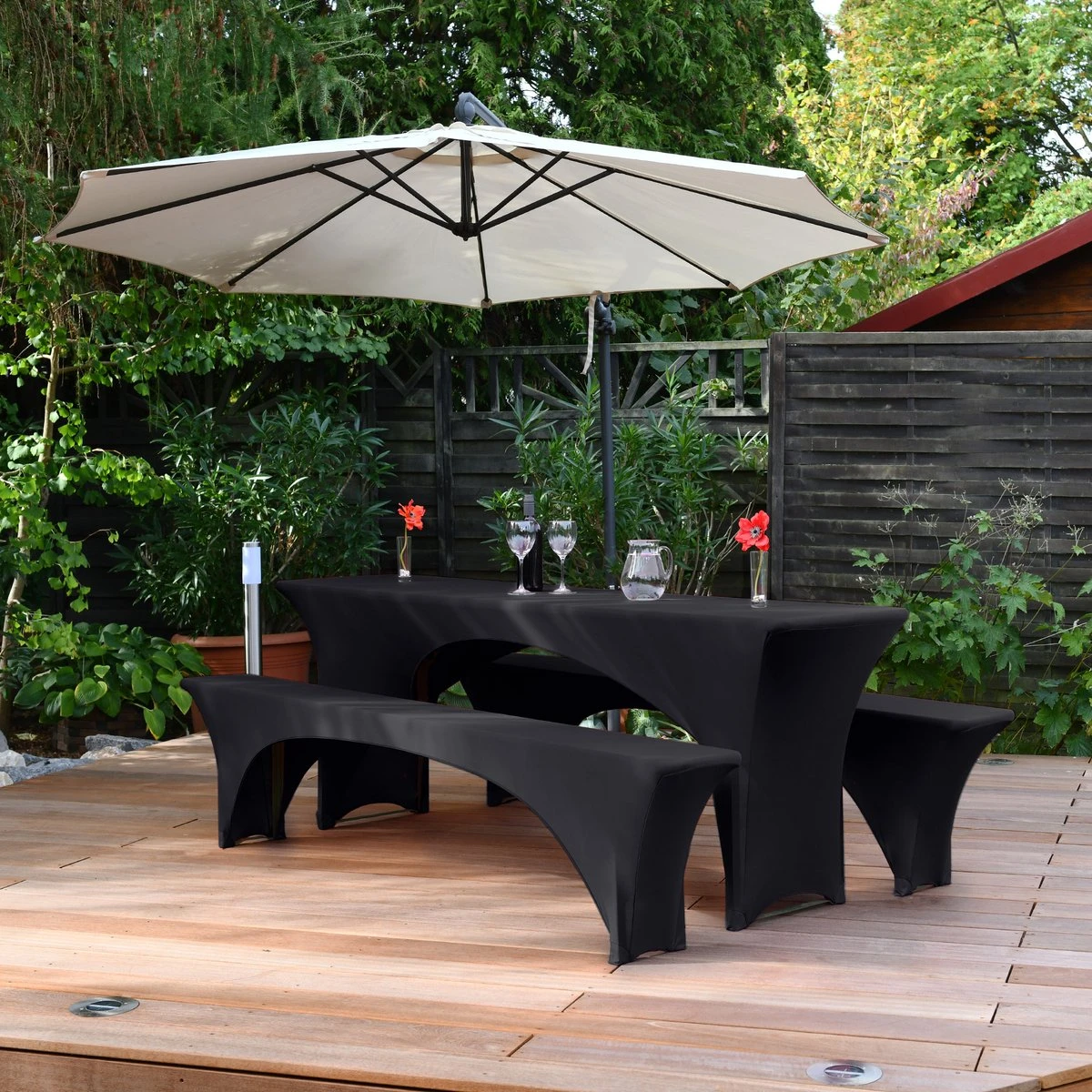 Beautissu Victoria - 3 Housses Élastiques Pour Ensemble De Tente à Bière 220x70 Cm - Housse Festive Pour Table à Bière & 2 Housses Pour Bancs à Bière En Zwart 7 Beautissu Victoria - 3 Housses Élastiques Pour Ensemble De Tente à Bière 220x70 Cm - Housse Festive Pour Table à Bière & 2 Housses Pour Bancs à Bière En Zwart – Image 7