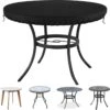 Rond, Plateau De Table De Terrasse, Housse De Salon De Jardin Outdoor , Nappe Ronde Ajustée, Nappe Imperméable, Nappe Lavable Pour Usage Extérieur/intérieur, Diamètre 114 Cm, Noir
